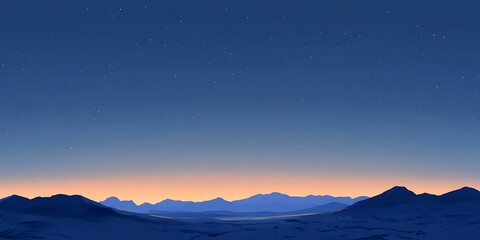 Serene sunset over distant mountains