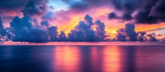 Vibrant sunset over calm ocean
