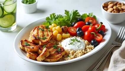 Mediterranean Chicken Bowl with Fresh Vegetables