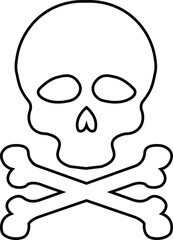 Skull crossbone pirate icon logo Halloween ghost graphic danger anatomy symbol Silhouette. Cartoon skull death flat and line vector isolated on transparent background for apps and game