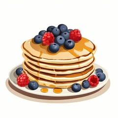 an AI Image Generator, Stack of Pancakes Topped with Berries and Drizzled