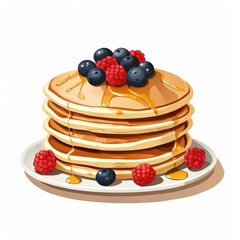 an AI Image Generator, Stack of Pancakes Topped with Berries and Drizzled