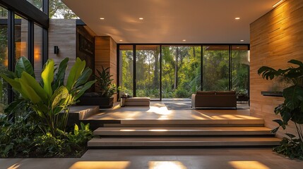 Fototapeta premium high-tech automated home entrance with facial recognition and advanced security monitoring
