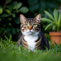 Curious Cat in Garden