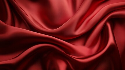 Obraz premium Luxurious red silk fabric with elegant waves and smooth texture