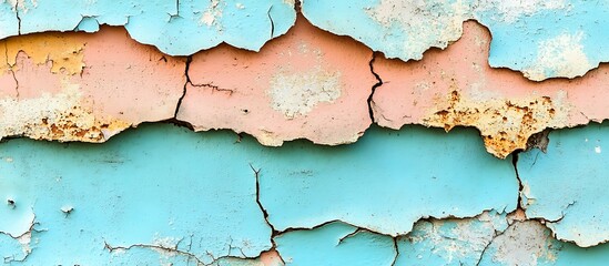 Cracked pastel paint on wall