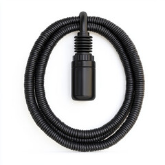 Intricate coiled hose designed for electric fly trap functionality captured in realistic photography with focus on texture and detail against a neutral background for creative use