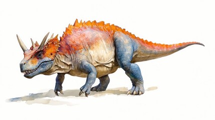 Naklejka premium Colorful Watercolor Dinosaur for Children with Copy Space on White Background