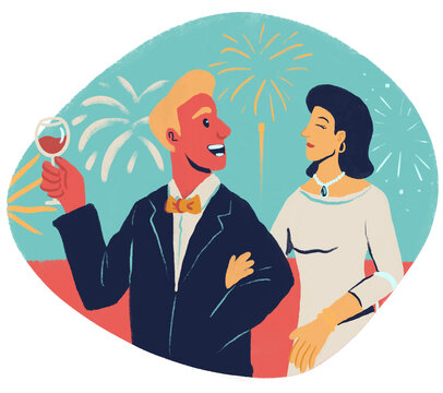 Couple Attending a Celebration Party