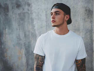 Young Man for Urban Wall, Thoughtful Pose.