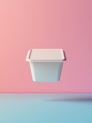 Floating Yogurt Cup for Pastel Background.