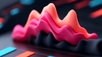 Abstract Pink and Black Data Visualization Waves