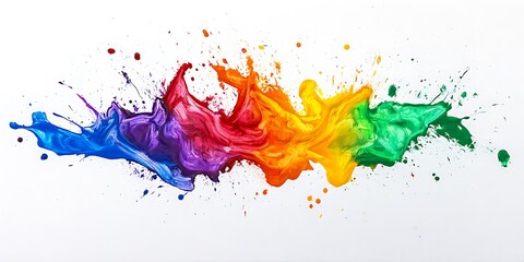 Rainbow paint splash on white