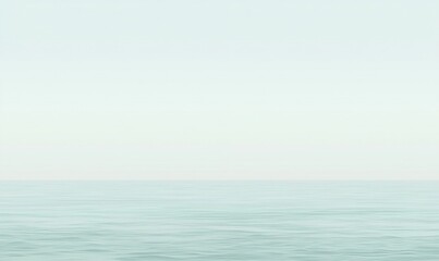 Obraz premium A calm, azure sea meeting a pale sky with subtle waves in a soft, minimalist scene