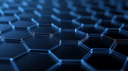 Obraz premium Deep space blue with glowing interconnected hexagons, cyberinspired design