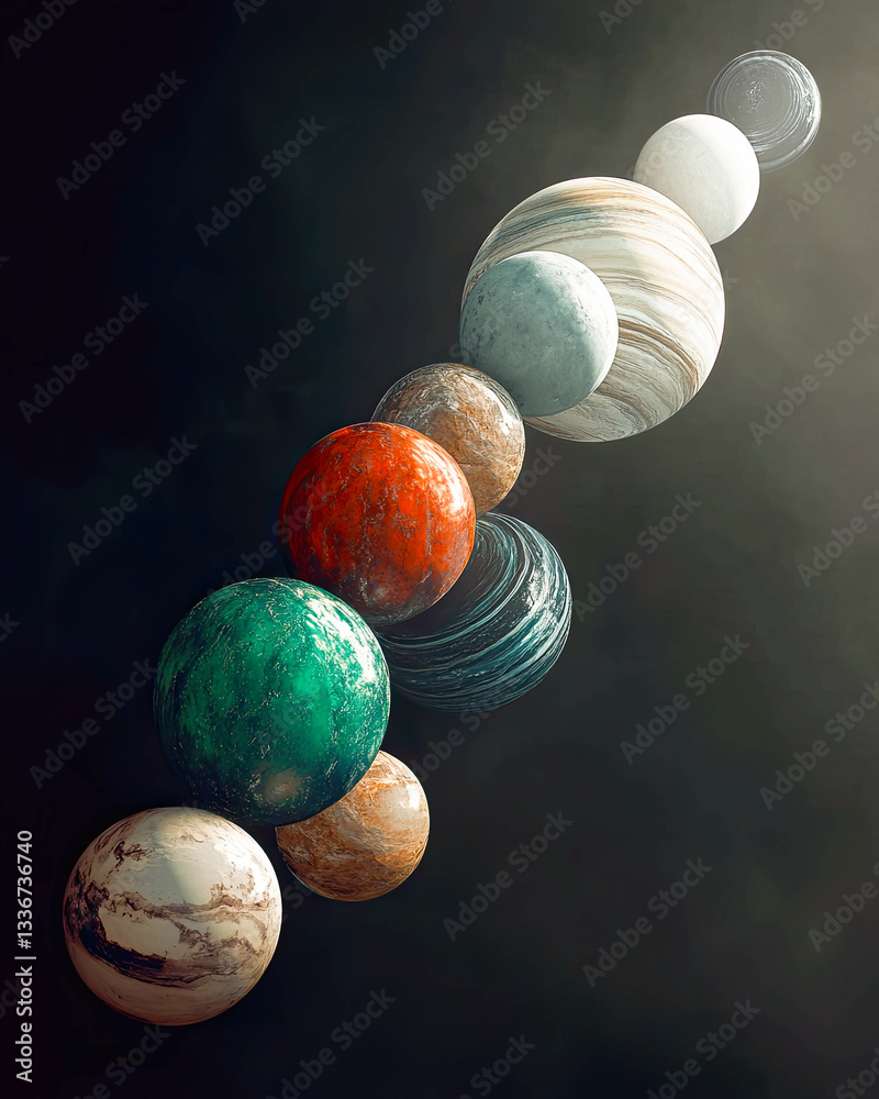 Poster celestial harmony shines as planets align in a cosmic ballet across the universe