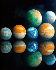 Spectacular planetary alignment showcasing vibrant celestial bodies in cosmic wonder