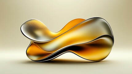 Fluidlike 3D organic shapes with a metallic gradient, surreal and artistic composition