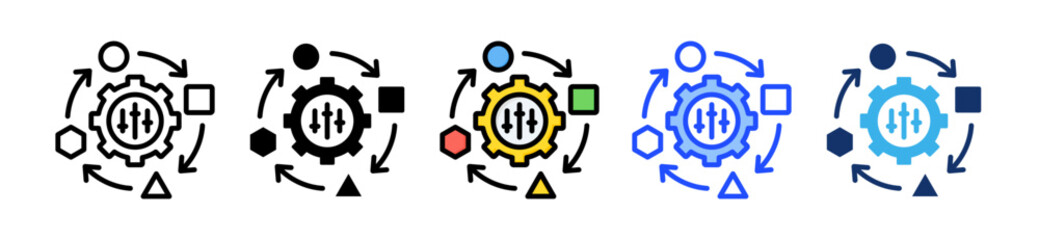 Obraz premium Adjustability Icon Set With Multiple Style Collection