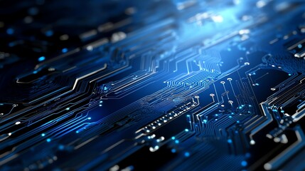 Abstract technologyinspired corporate backdrop with glowing blue circuits, innovation theme