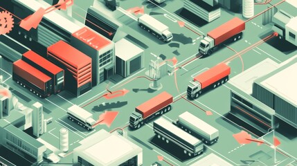 Connecting supply chain networks global perspective infographic digital environment aerial view symbolic imagery