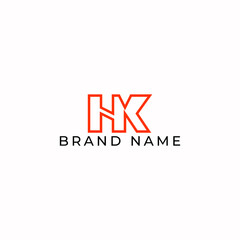 Fototapeta premium ILLUSTRATION LETTER HK GEOMETRIC LINE LOGO ICON ORANGE COLOR TEMPLATE SIMPLE MINIMALIST ELEMENT DESIGN SIMPLE VECTOR GOOD FOR APPS, BRAND 
