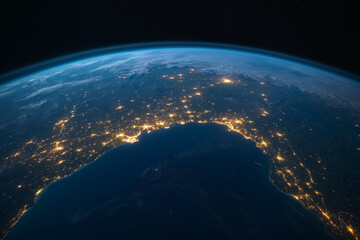 Obraz premium Earth at night: City lights from space