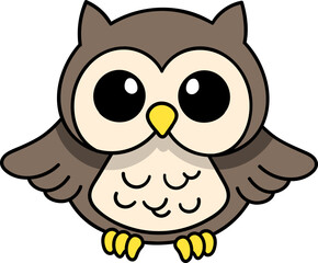 Cute Cartoon Owl Mascot with Big Eyes and Adorable Expression