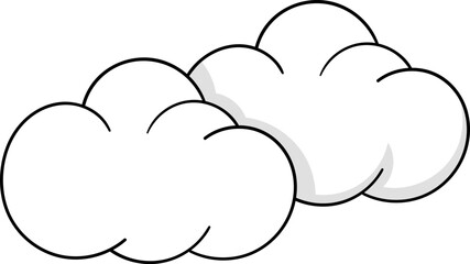 Minimalist Cloud Illustration with Simple Black Outline and Soft Shadows