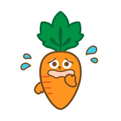 困った表情のにんじんキャラクター