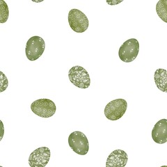Decorative Easter eggs with elegant seamless ornament pattern. Cozy easter pattern in the style of children's illustration.