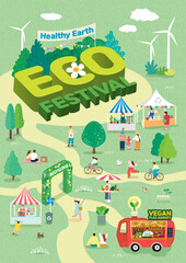 Naklejka premium People enjoying recycling, flea markets, flea markets, etc. at the Echo Festival 