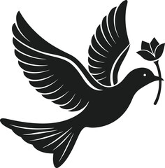 Graceful Flying Bird with Flower – Elegant Mother's Day Vector Illustration