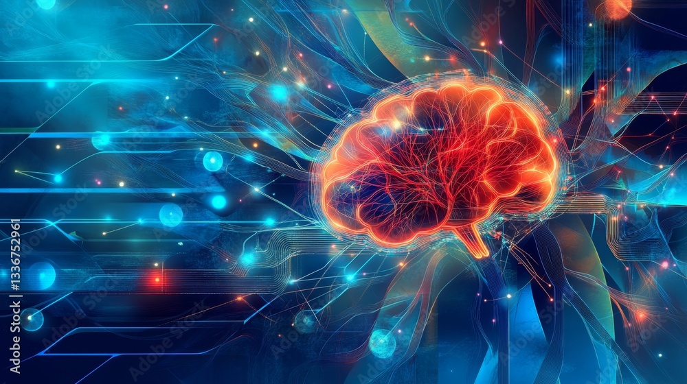 Poster exploring abstract digital representation of machine learning virtual space gigapixel art tech envir