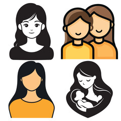 Mother’s Day Vector Illustration Set – Happy Mom Baby Clipart for Greeting Cards & Social Media
