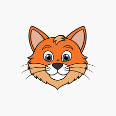 Cute cat head vector isolated on white background 