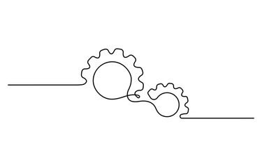 Setting icon continuous one line drawing vector illustration.