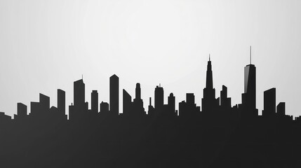 Fototapeta premium Cityscape silhouette, urban skyline, gray background, design element