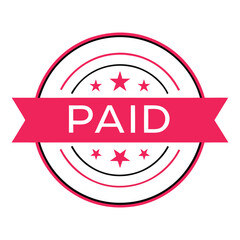 Clean PAID Stamp with Ribbon Banner vector design.