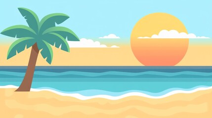 Obraz premium Tropical Beach Sunset Scene
