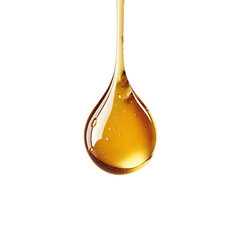 Golden Honey Drop with Shiny Light Effects on Transparent Background