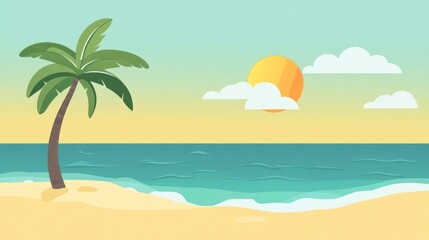 Obraz premium Tropical beach scene sunrise