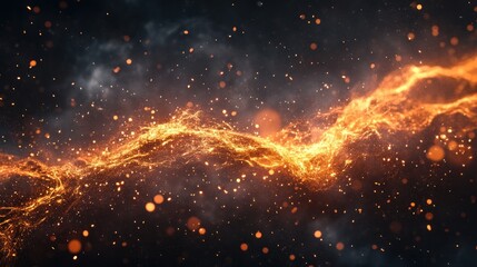 Fiery Abstract: Embers Dance in the Dark