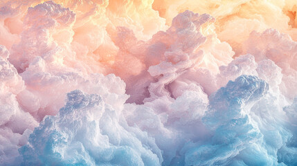 Surreal dreamlike cloudscape with soft pastel hues and wavy patterns
