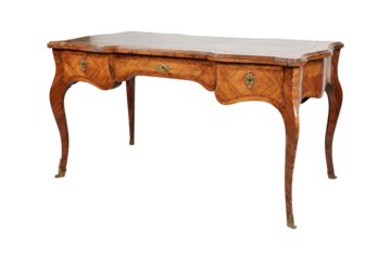 antique wooden table  19th Century Louis XVI Style Leather Top Writing Table /