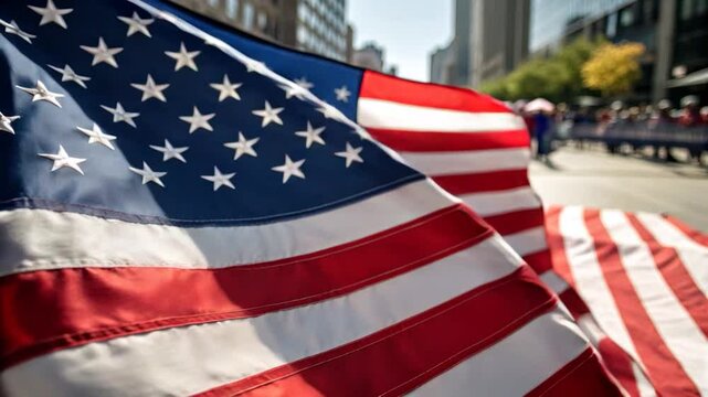 American Flags Wave Proudly in Celebration of Unity and Remembrance at Outdoor Memorial Day Event
