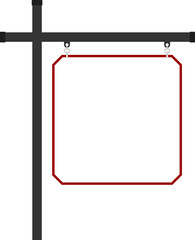 Illustration of a hanging sign board with blank copy space. Empty sign board with pole for your design. 