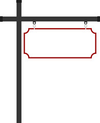 Obraz premium Illustration of a hanging sign board with blank copy space. Empty sign board with pole for your design. 