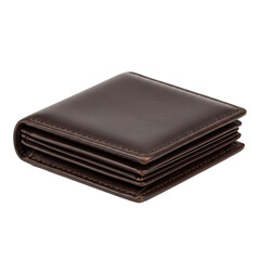 leather wallet with multiple card slots and visible stitching, isolated on a white background