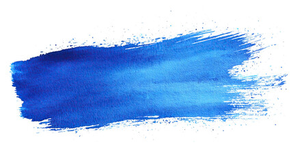 Obraz premium one single blue watercolor aquarelle abstract brush stroke isolated on white or transparent background